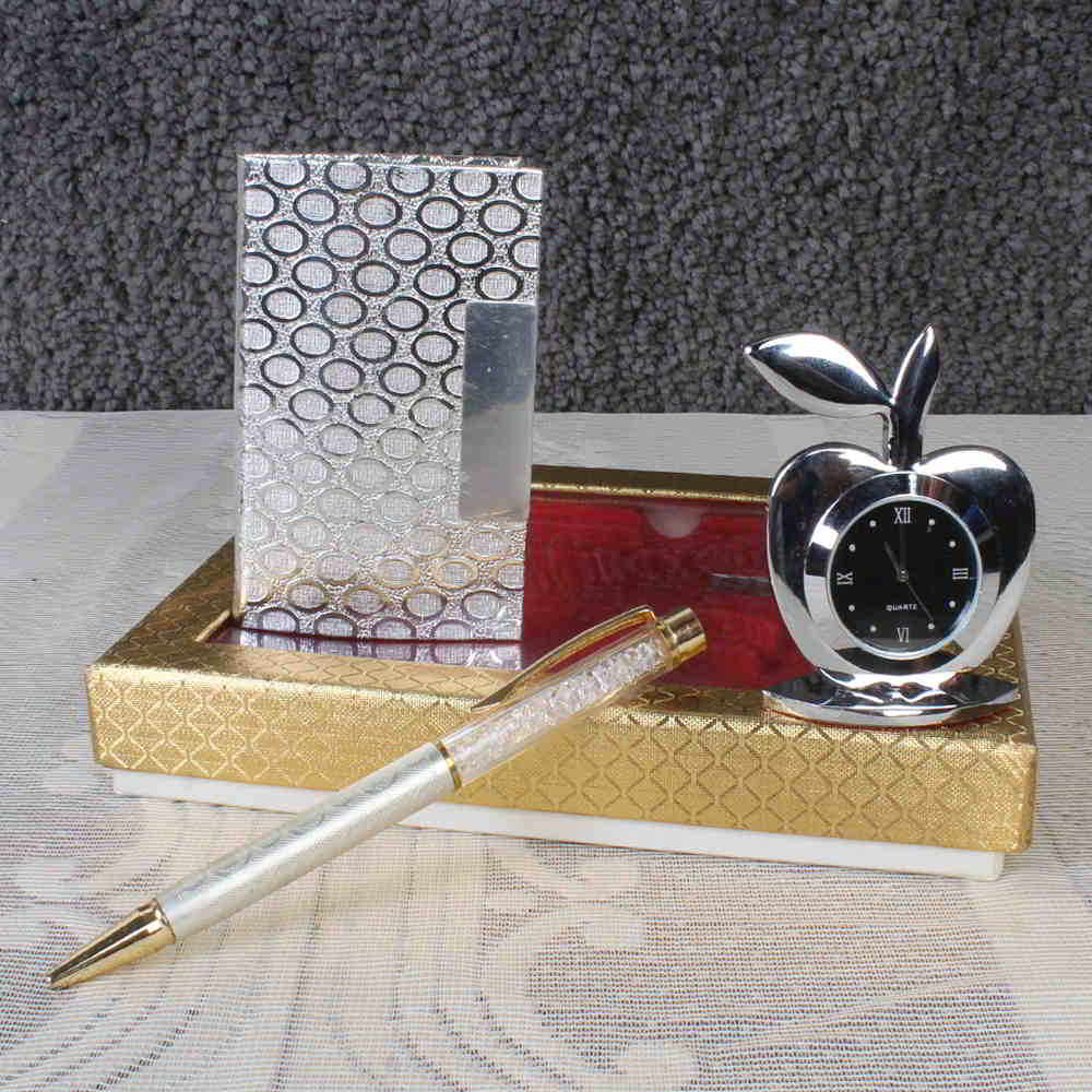 Pen with Card Holder in Silver Plated