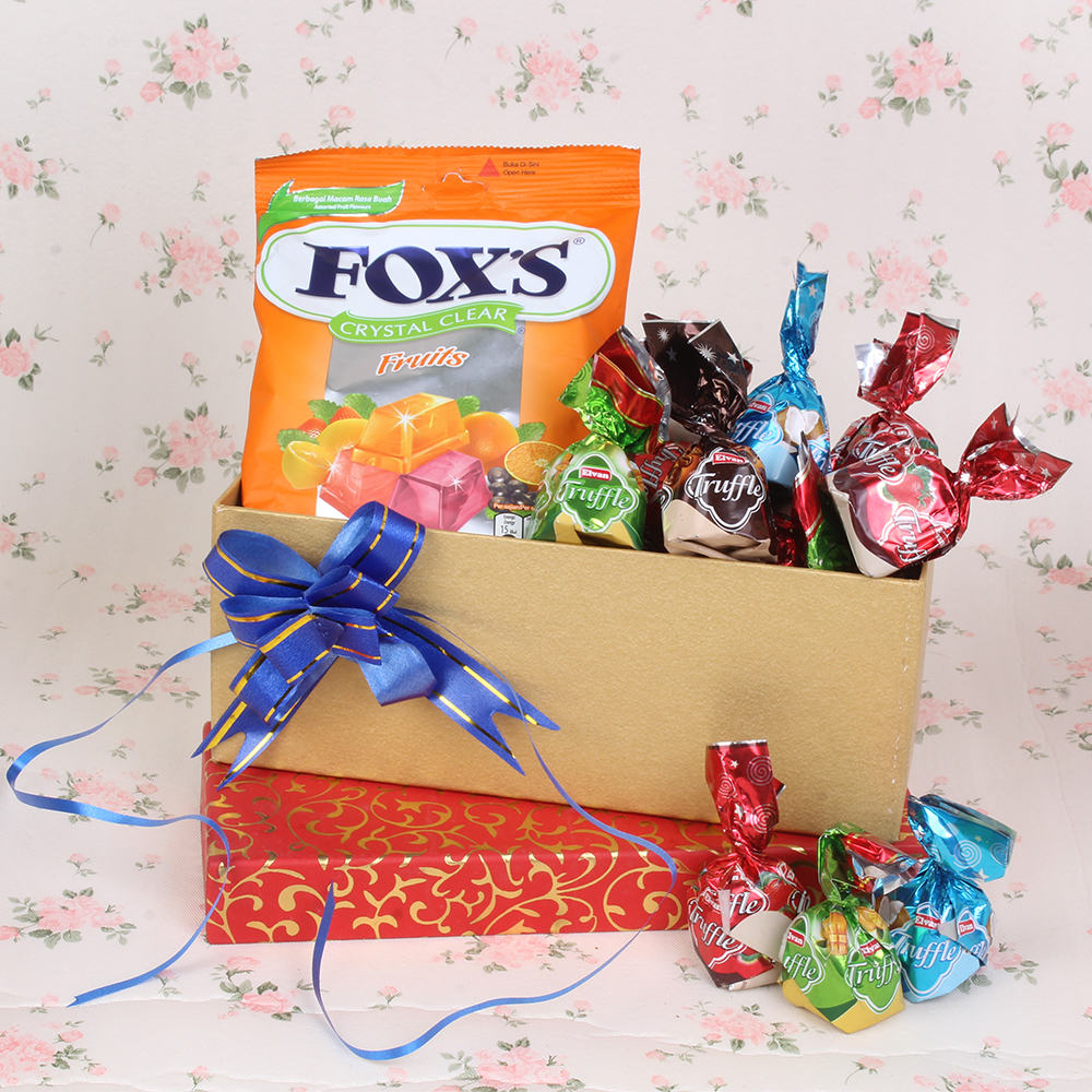 Fox Crystal Clear Fruit with assorted truffle chocolate