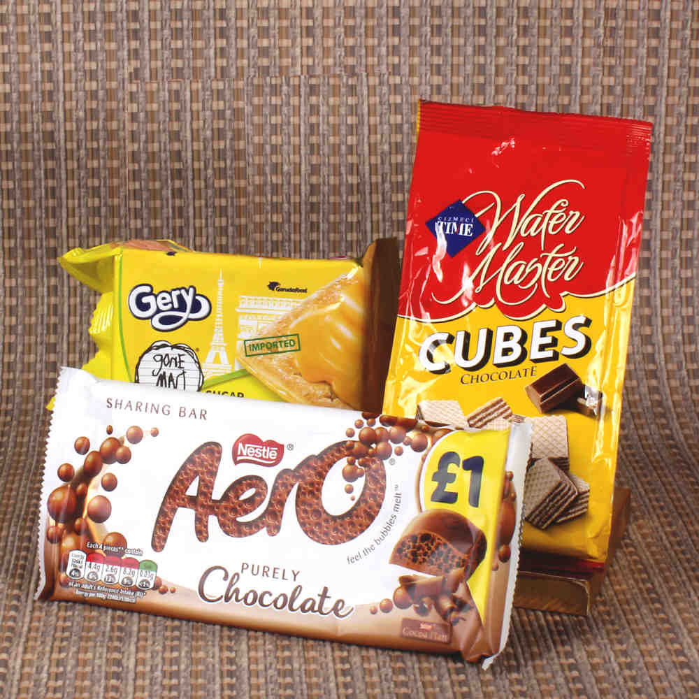 Cheese Crackers with Wafer Cubes and Aero Chocolate