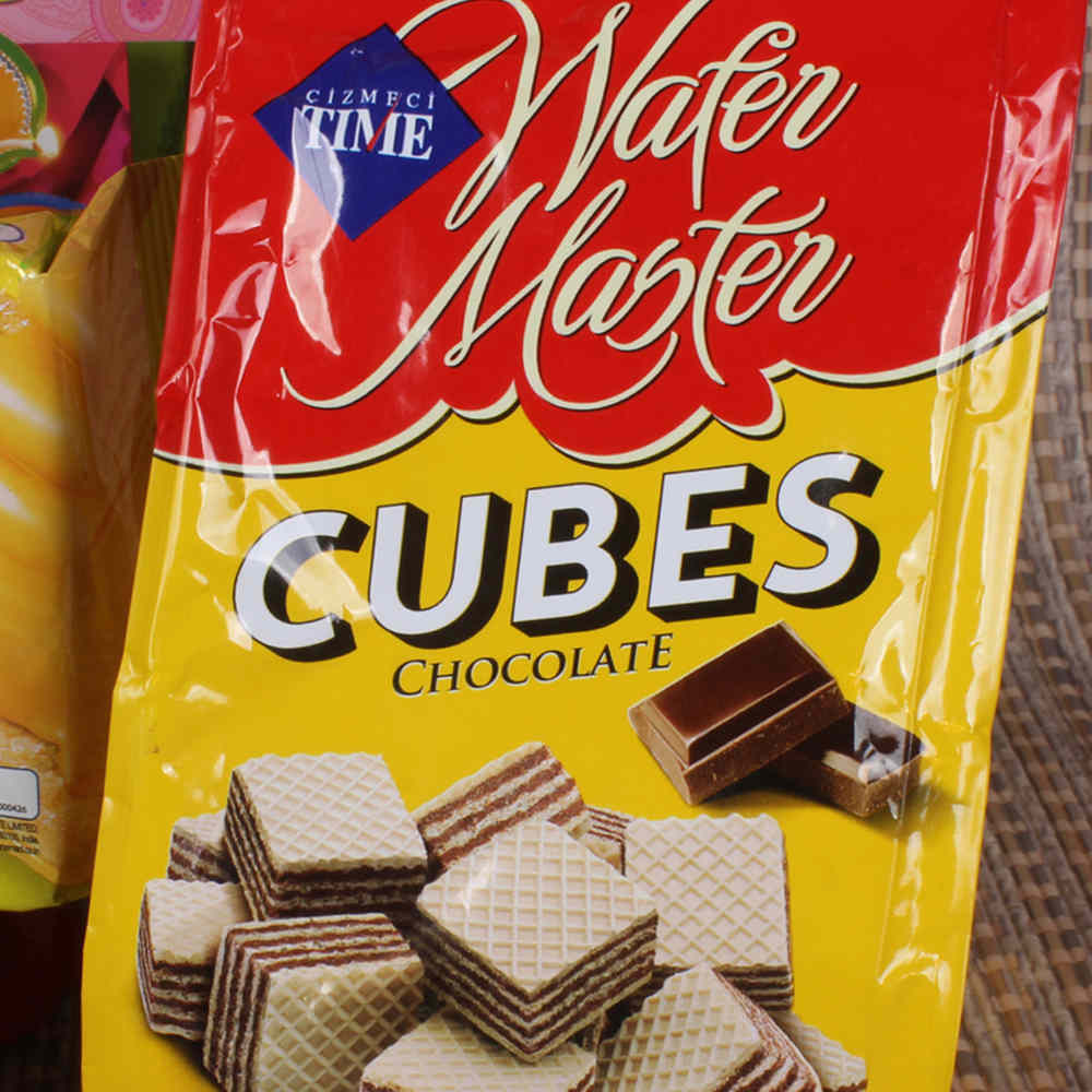 Cheese Crackers with Wafer Cubes and Aero Chocolate