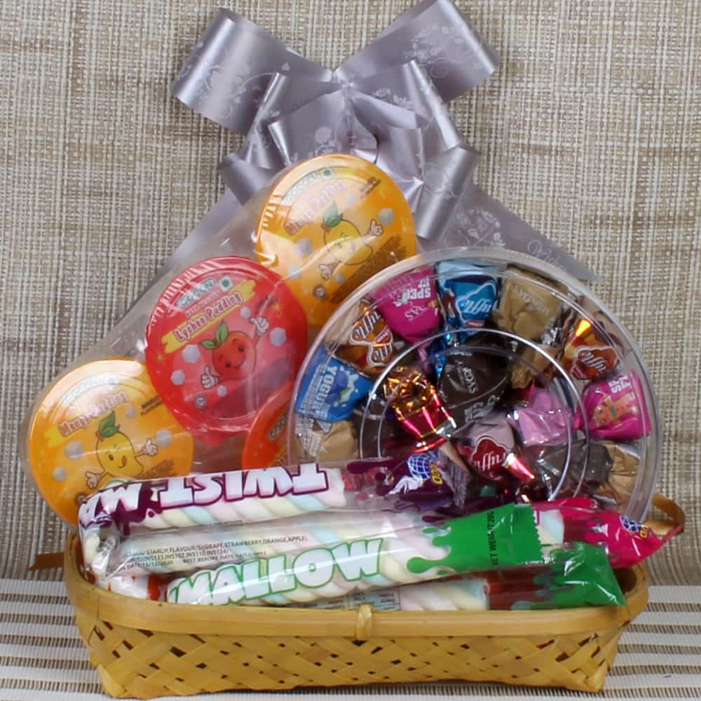 Gift Basket of fruit Pudding Marshmellow Truffle Chocolates