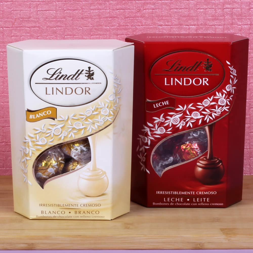 Lindor Milk Chocolates and White Chocolates box