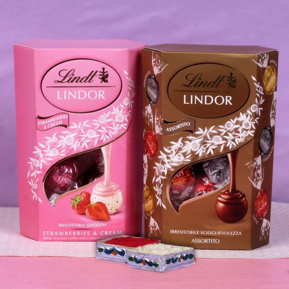 Lindor Assorted and Strawberry Chocolates Box For Bhaidooj Gift 