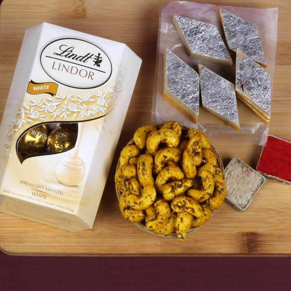 Bhaidooj Combo of Kaju Sweet lindor Chocolate and Cashew 