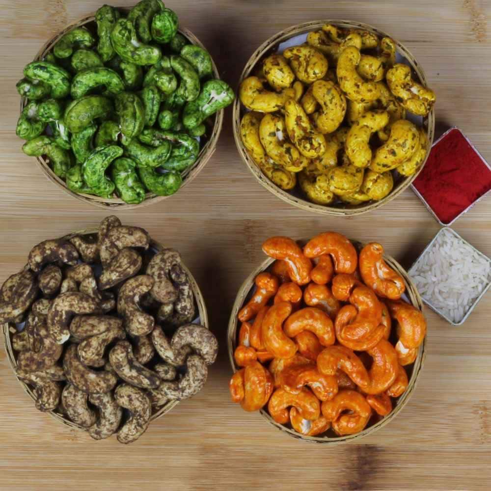 Garlic Green Chili Black Pepper Cheese Flavor Cashews For Bhaidooj