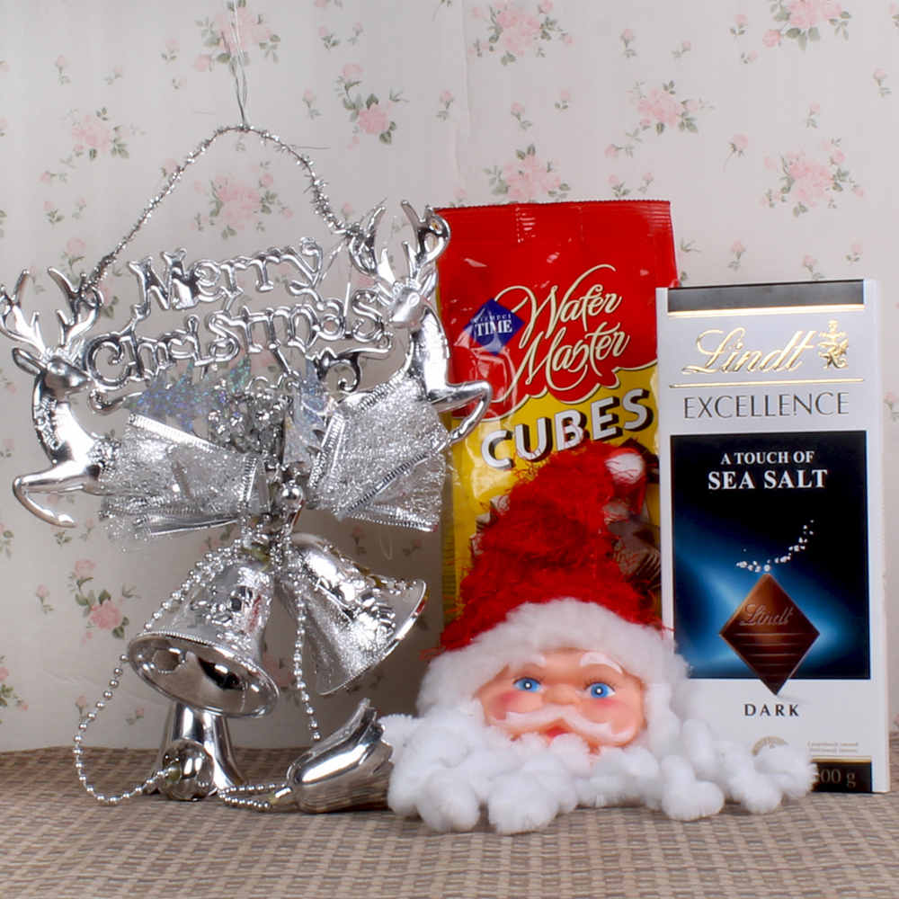Merry Christmas Banner and Lindt Chocolate with Chocolate Wafers