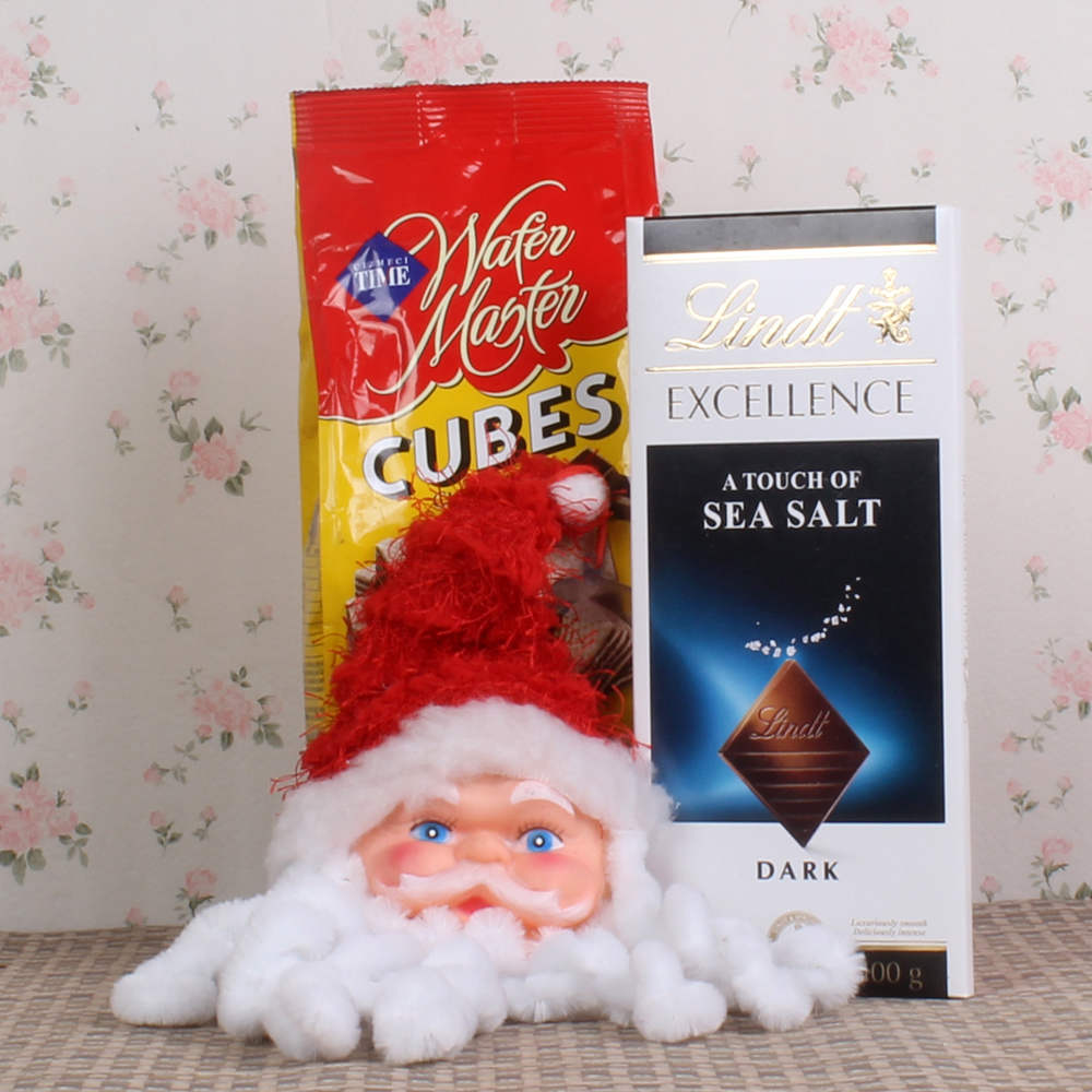 Merry Christmas Banner and Lindt Chocolate with Chocolate Wafers