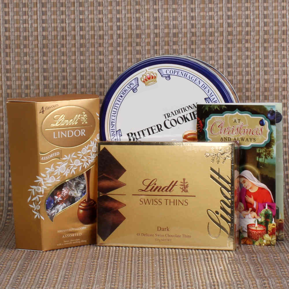Christmas Hamper of Lindt Chocolate with Butter Cookies