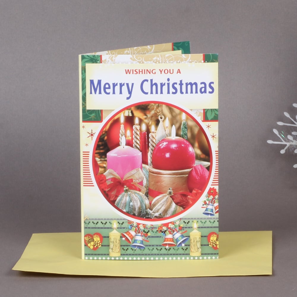 Christmas Candle Holder and Imported Lindt Chocolates Gift Combo