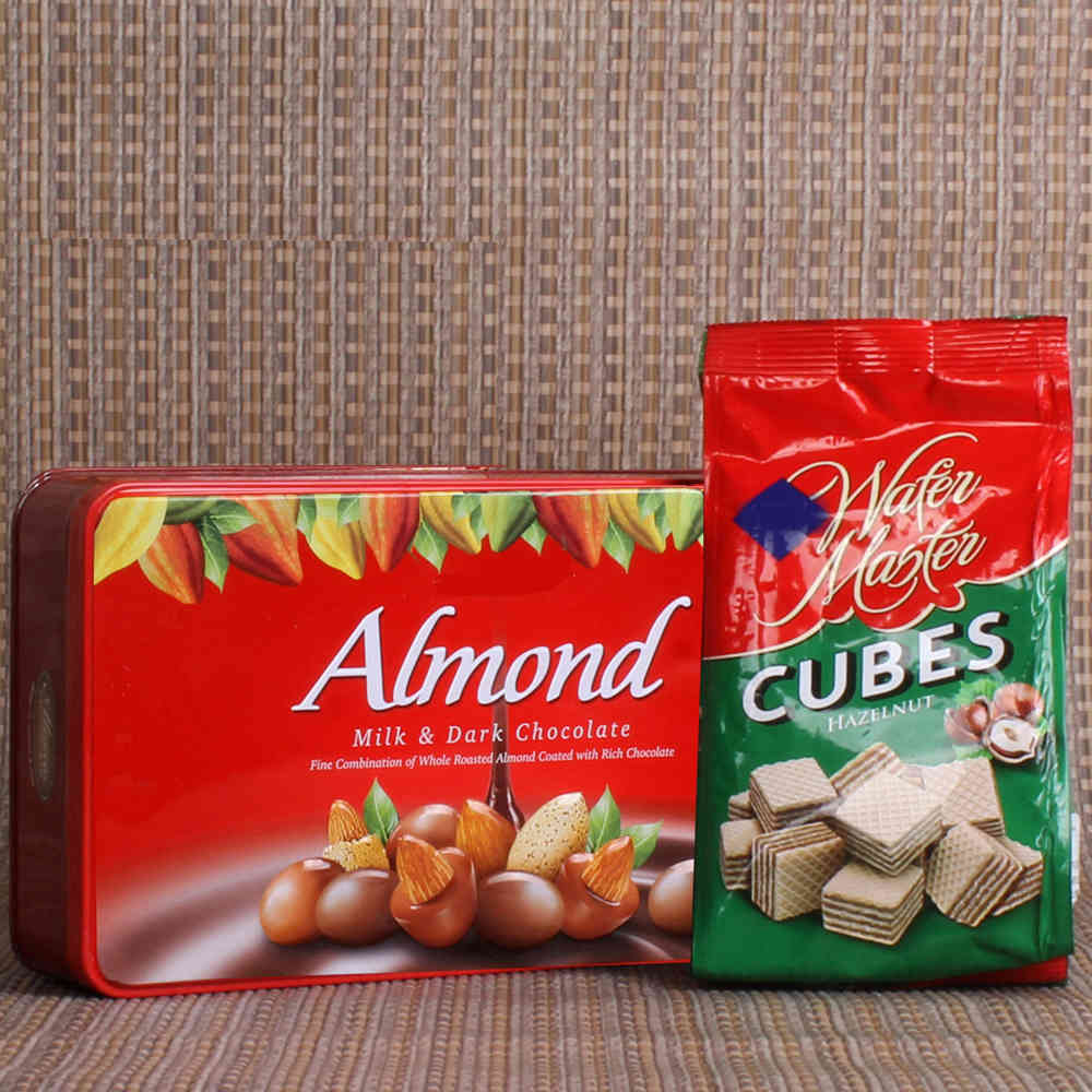 Valentines Day Gift of Almond Chocolate and Wafer Chocolate Cubes