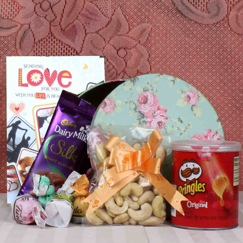 Dryfruit and chocolate hamper for Valentines Day