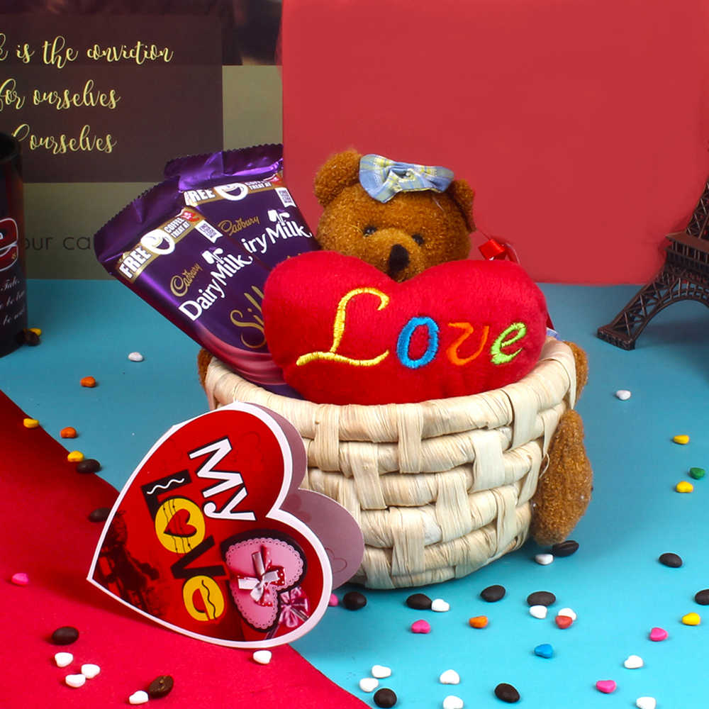 Teddy Love Silk Choco Basket