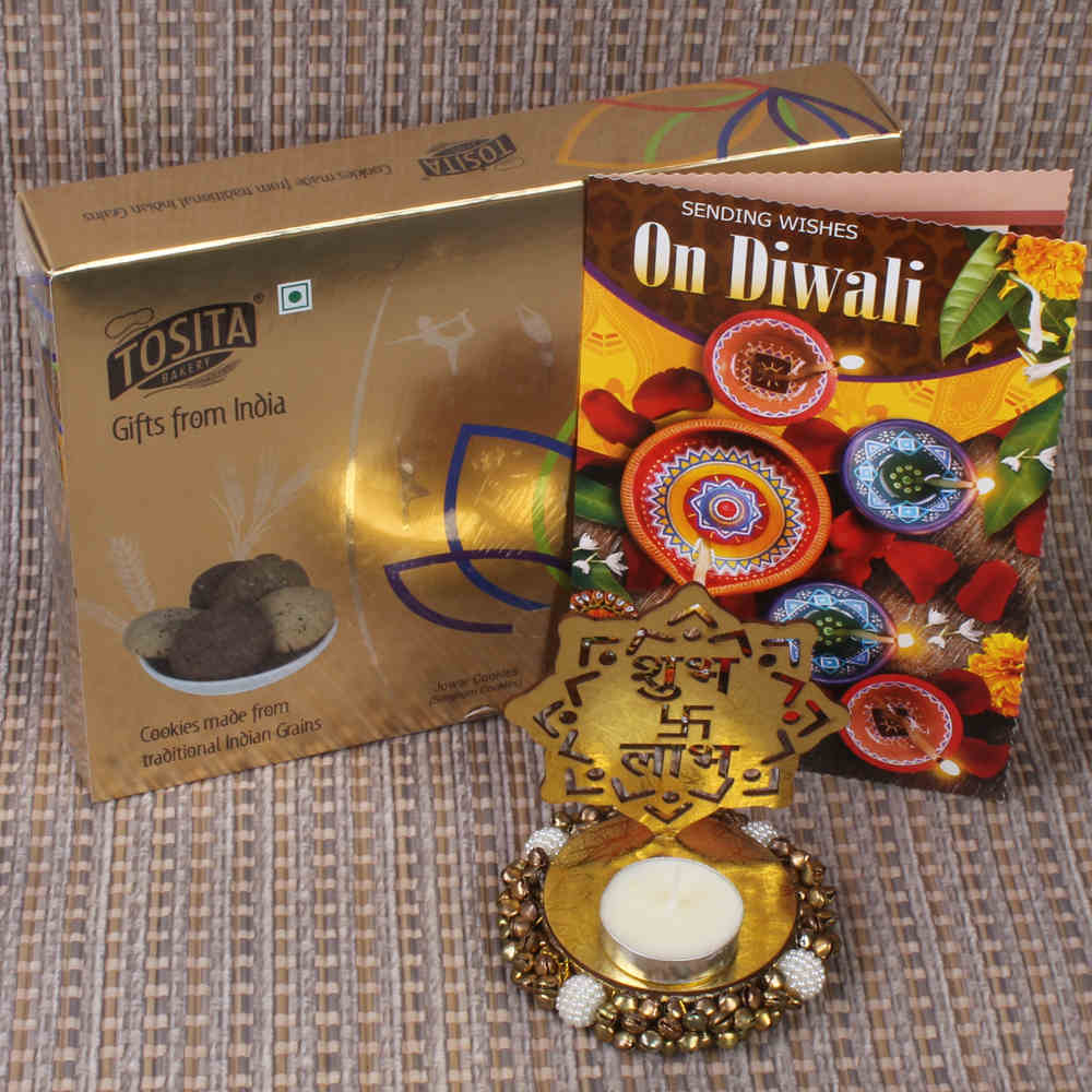 Diwali Combo of Shrewsbury Cookies with Shadow Diya