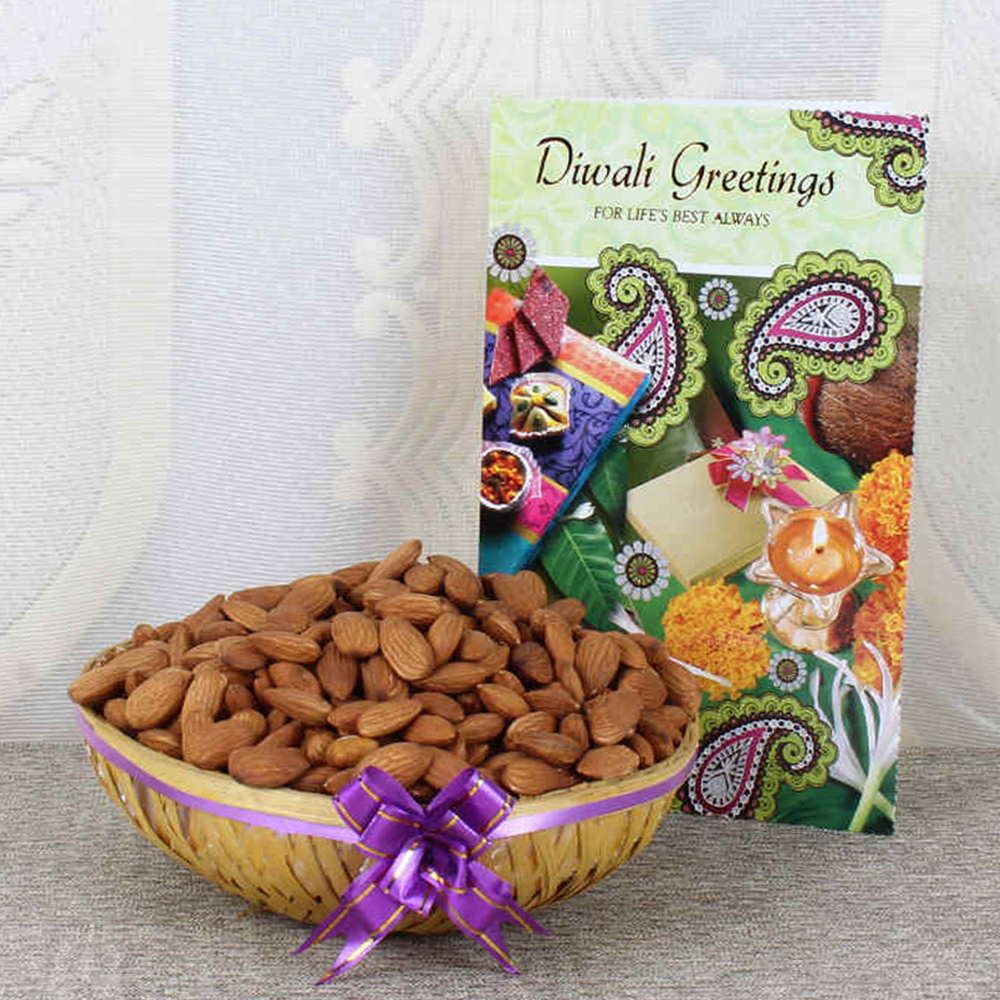 Almonds and Diwali Greeting Card
