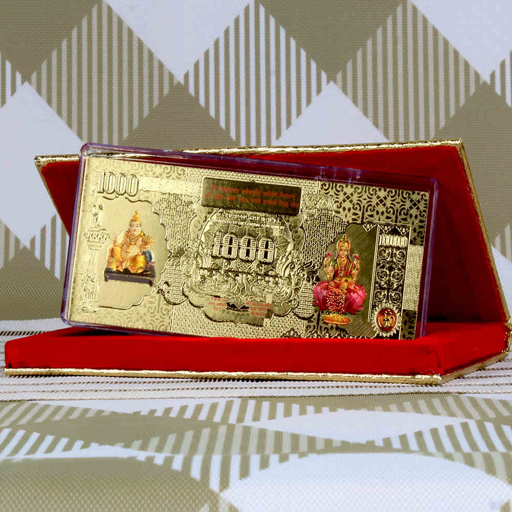 Golden plated note with Chocolate box for Diwali