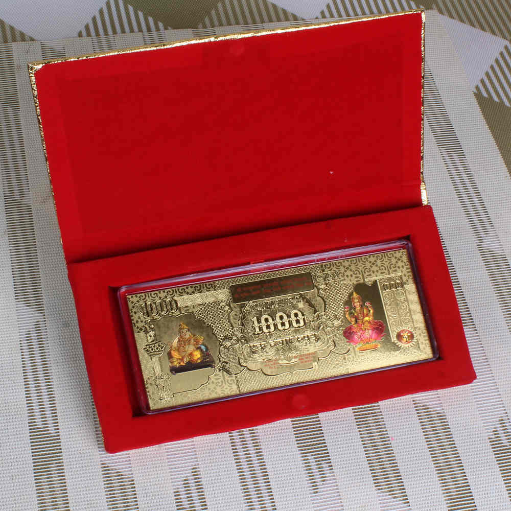 Kuber gold plated Note with diwali greeting card