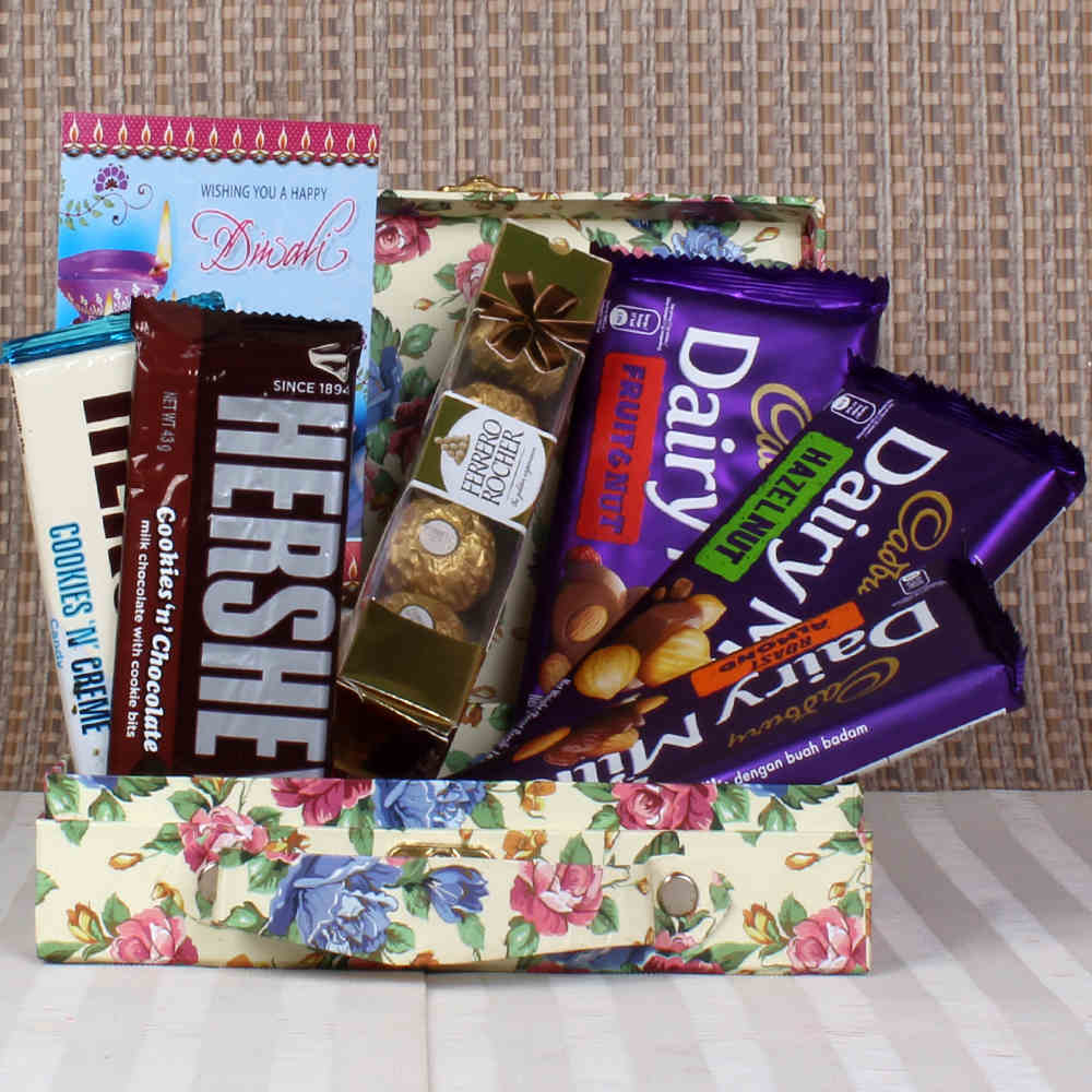 Dairy Milk and Hersheys and rocher hamper for diwali