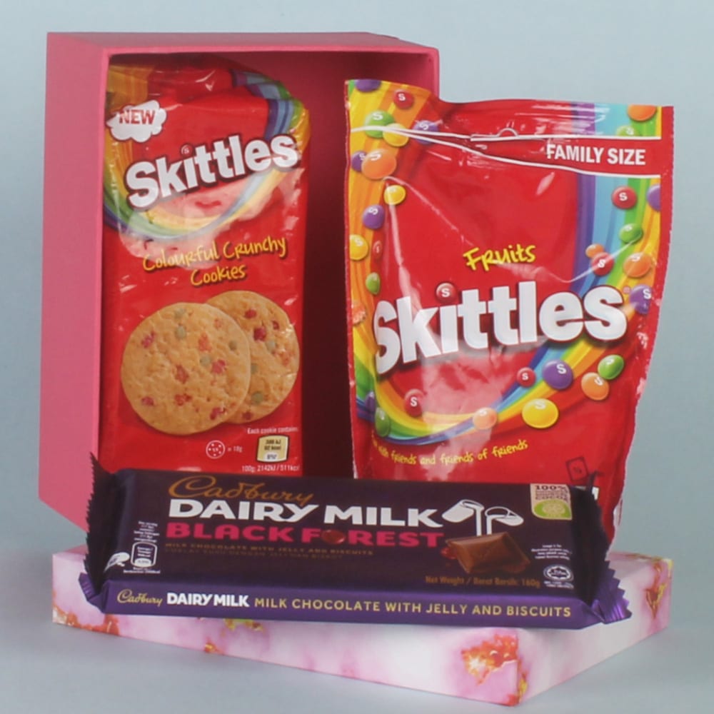 Diwali Gift Box of Skittles Cookies & Cadbury Chocolate Bar