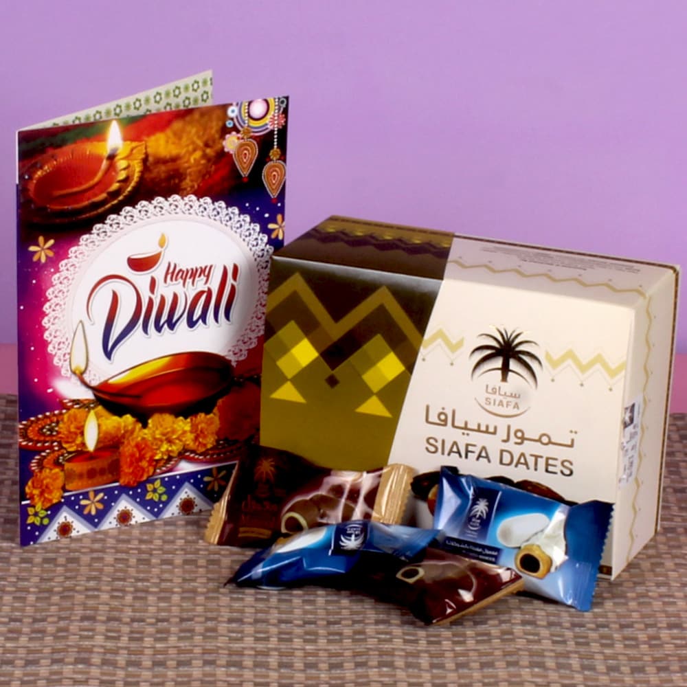Diwali Gift of Chocolate Dates Box with Greeting Card