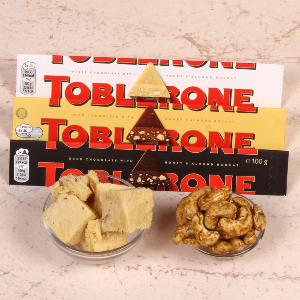 Diwali Gift Toblerone Chocolate Soan Papadi with Cashew