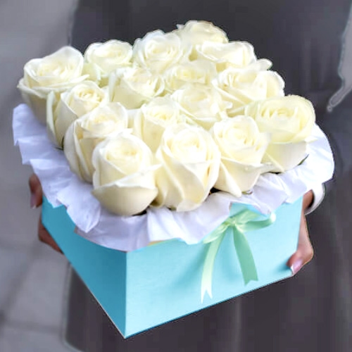 Condolence Box of White Roses 