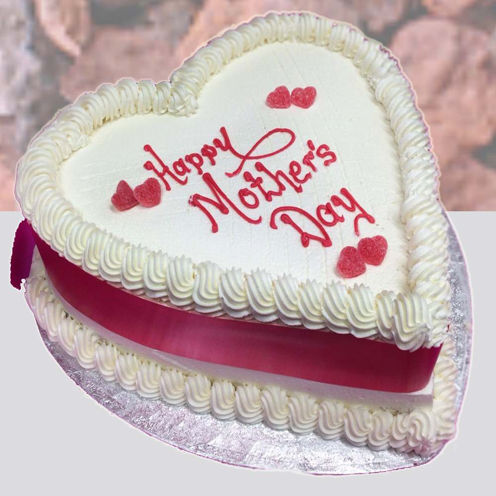 Mothers Day Special Vanilla Fresh Cream Heart Shape Cake