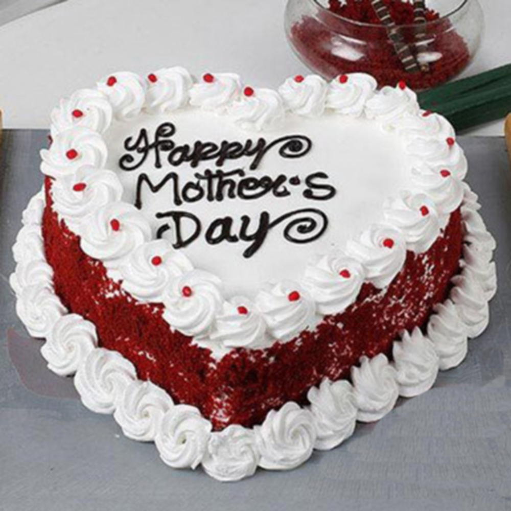 Mothers Day Special Heart Shape Red Valvet Cake