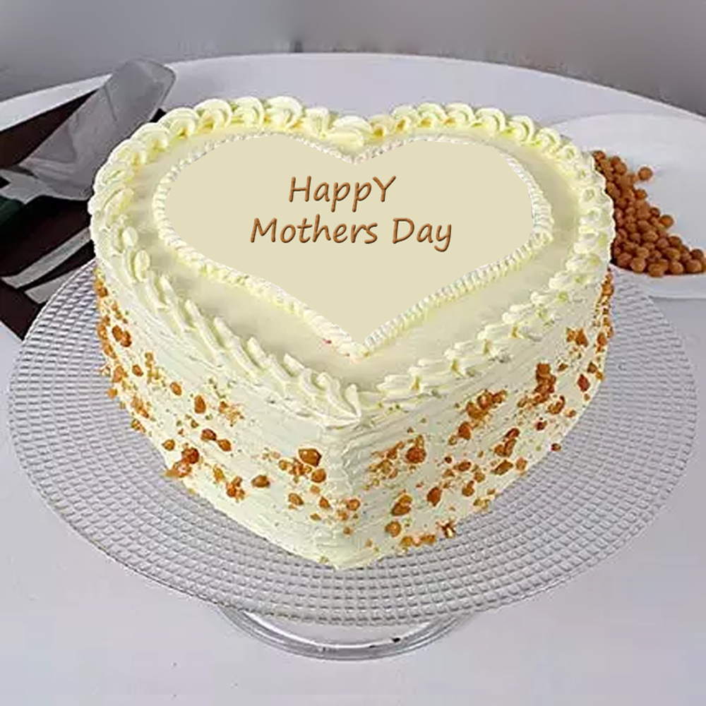 Mothers Day Heart Shape Butterscotch Cake