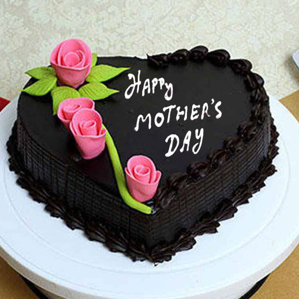 Mothers Day Heart Shape Chocolate Cake
