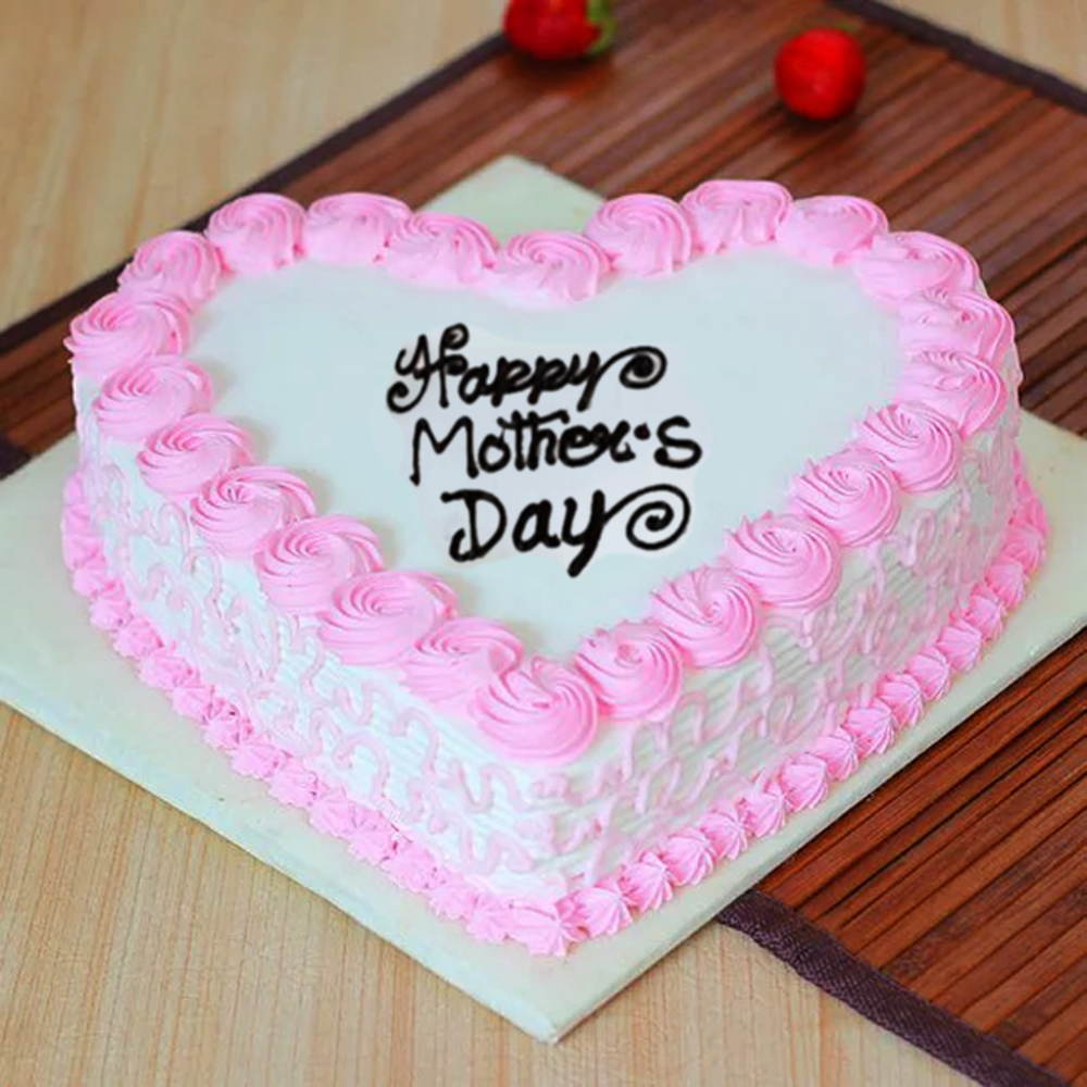 Mothers Day Heart Shape Strawberry Cake