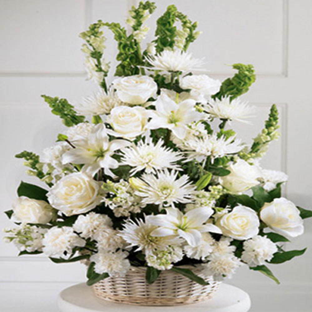 Mothers Day Special White Flowers Basket
