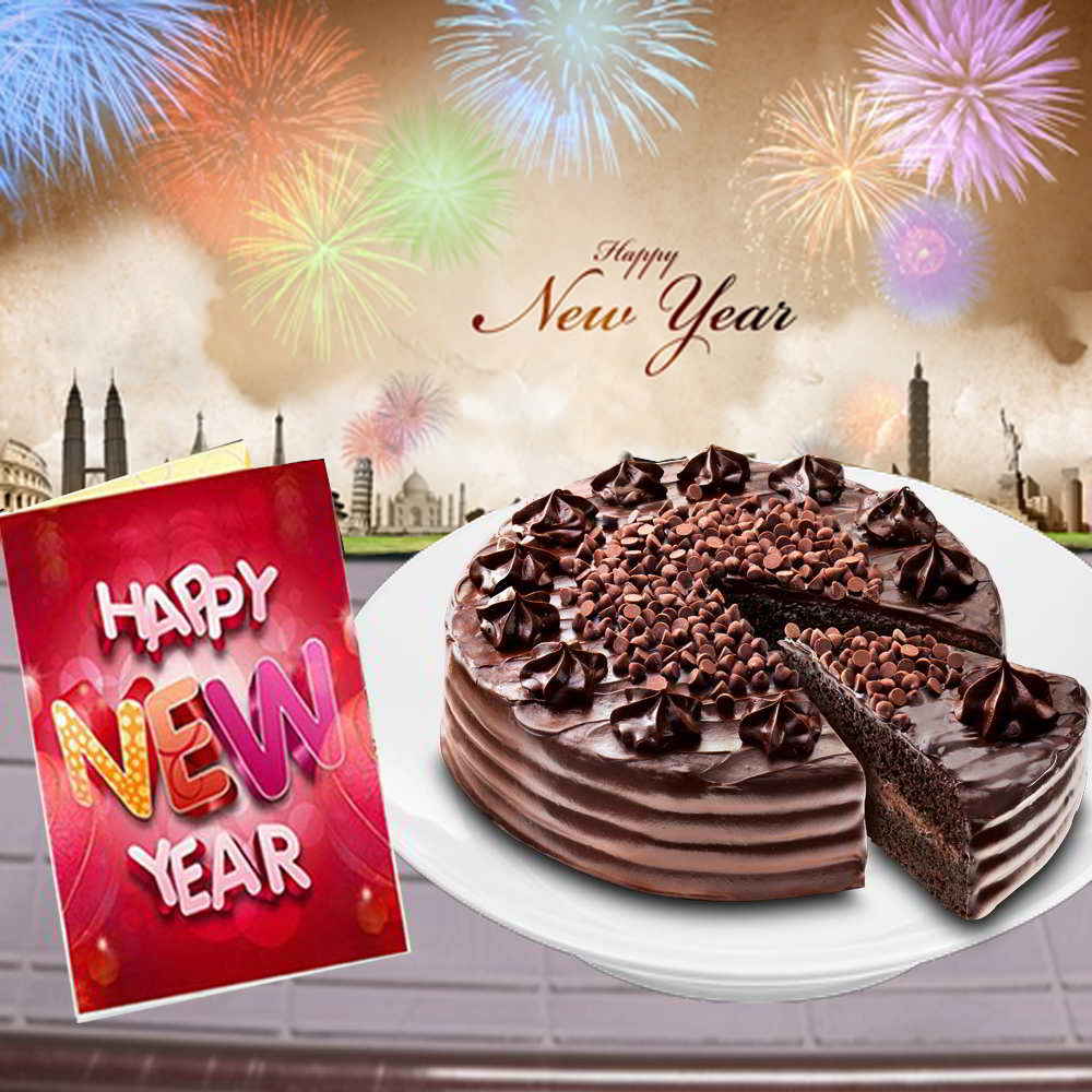 Eggless Chocolate Truffle Cake and New Year Greeting Card