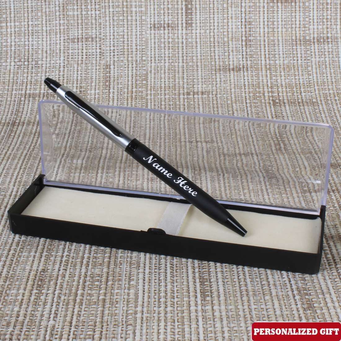 Black and Silver Personalized Matte Finish Pen