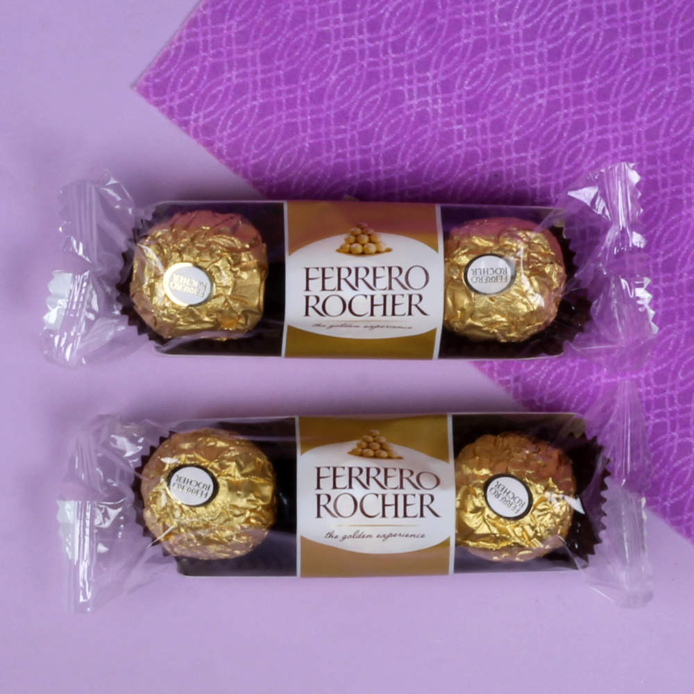 Combo of 3 Pcs of Rocher Chocolate Pack with Two Rakhi