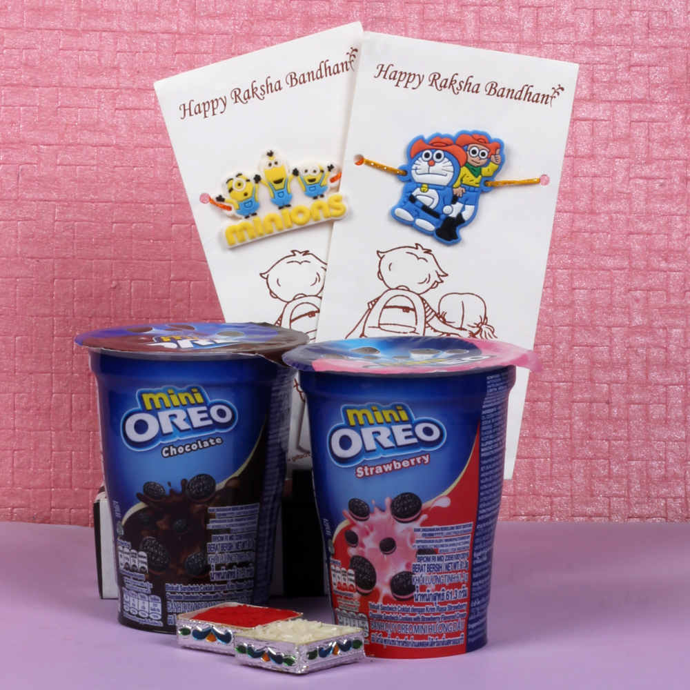 Mini Oreo Cups and Two Kids Rakhis For Brothers
