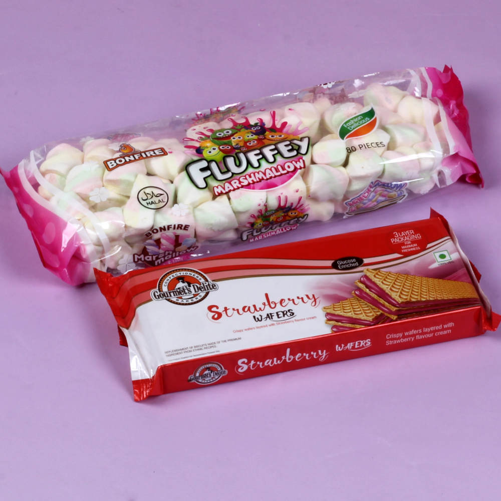 Two Kids Rakhis with Marshmallow with Wafer Biscuits