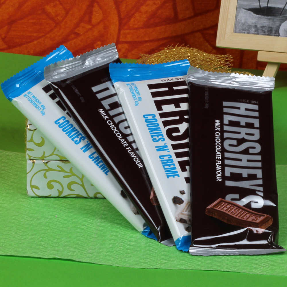 Four Hersheys Chocolates with Four Rakhis