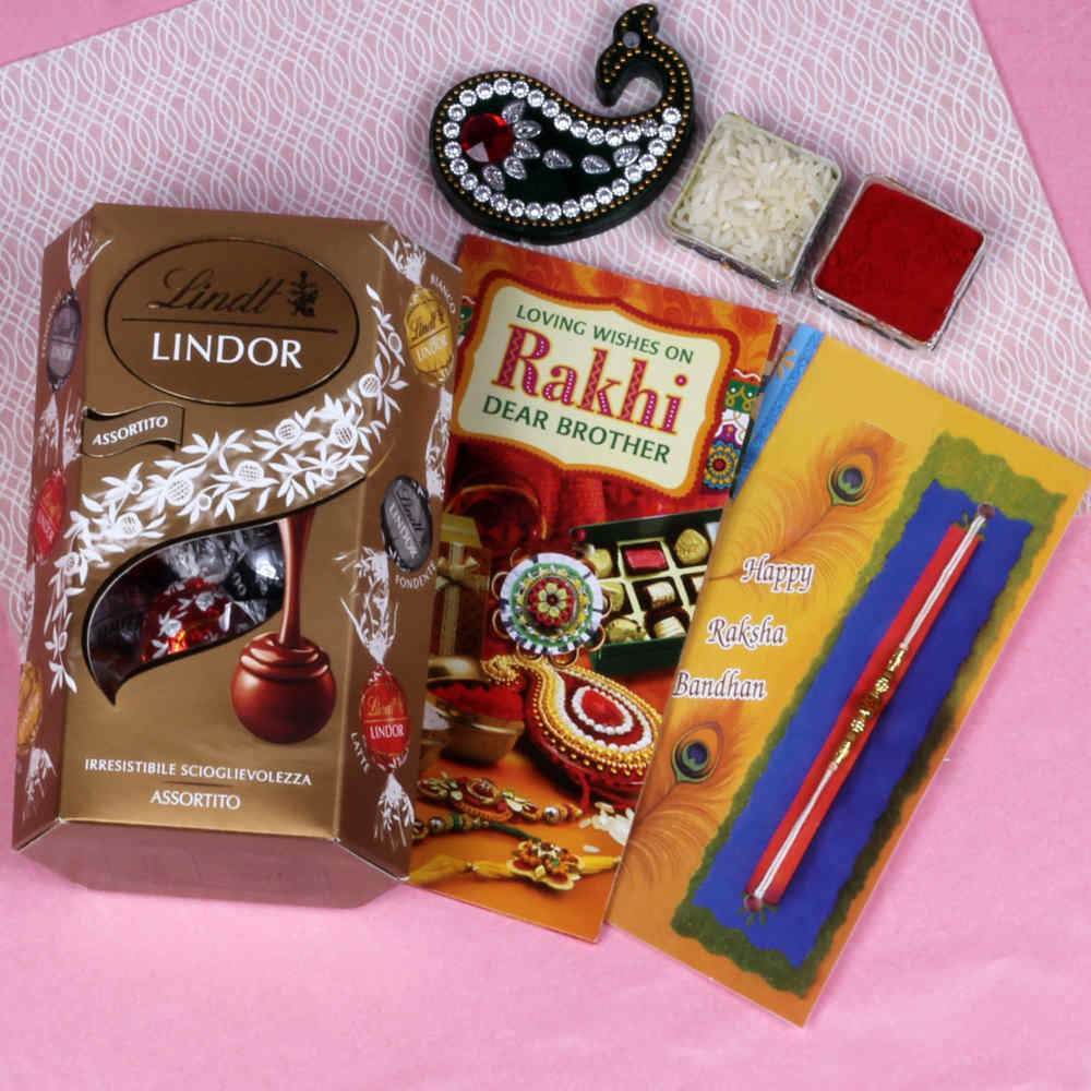 Assorted Lindor Chocolates Rakhi Combo