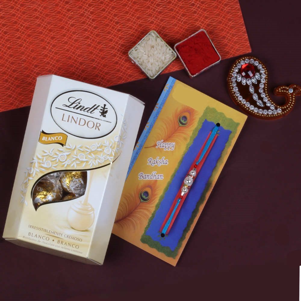 White Lindor Chocolate Rakhi Gift