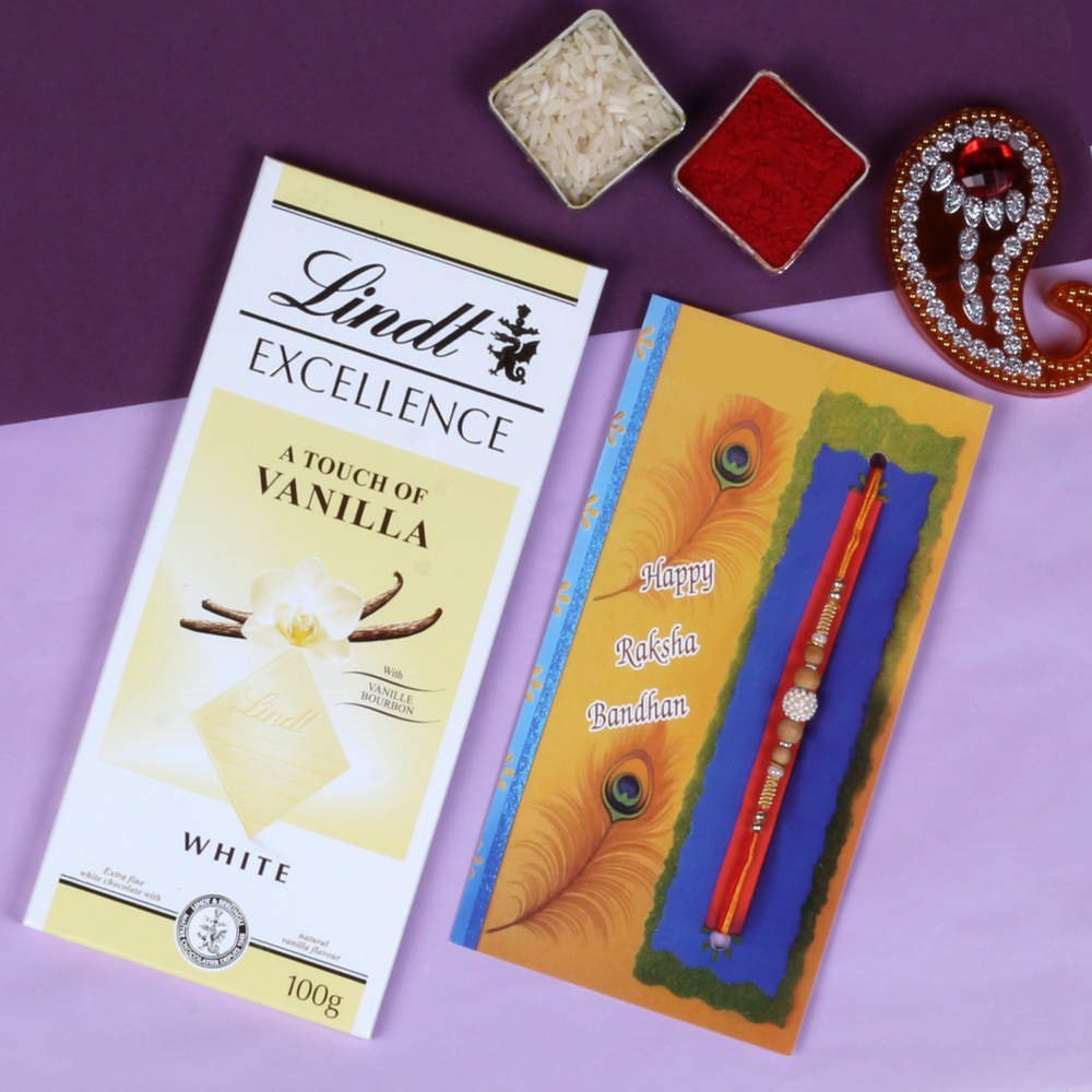 Vanilla Lindt Excellence Chocolate Rakhi Gift