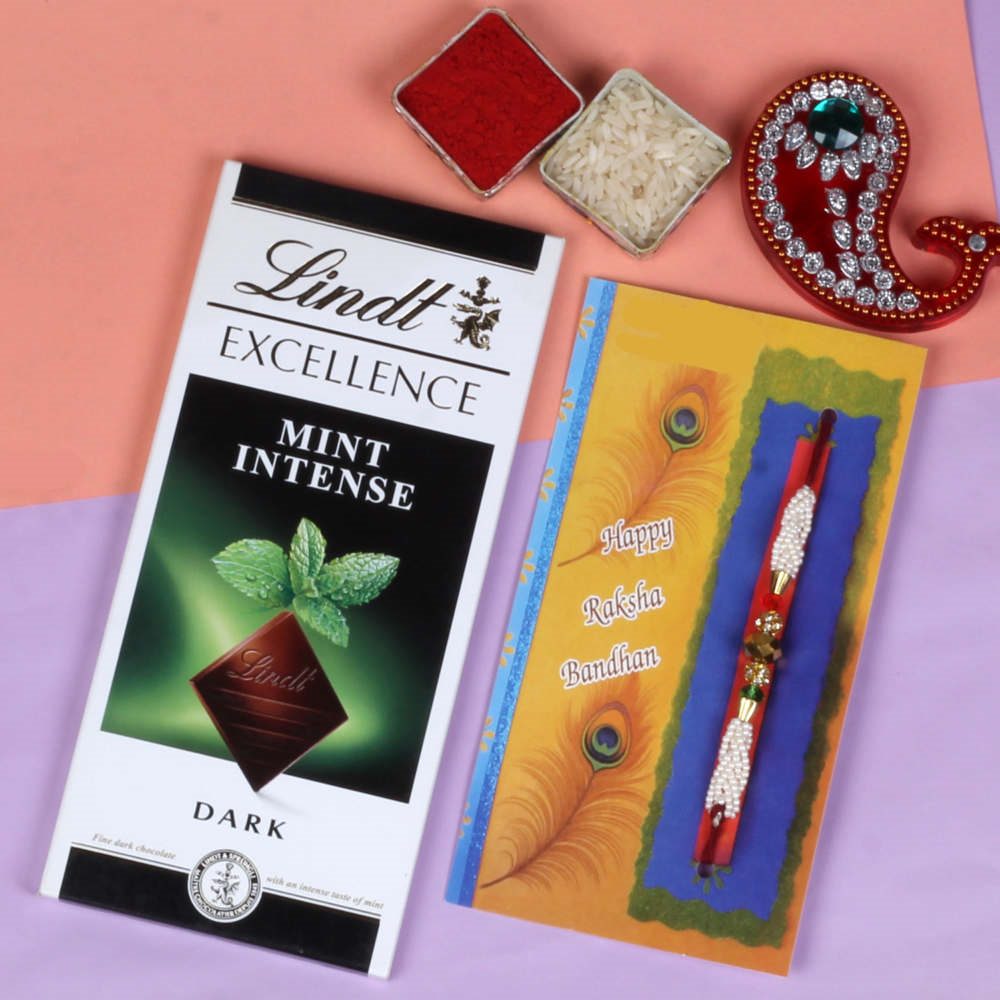 Mint Intense Lindt Excellence Chocolate Rakhi Gift