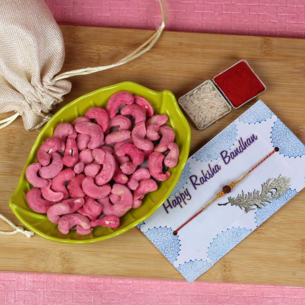 Rakhi with Rose Flavour Cashew for Brother