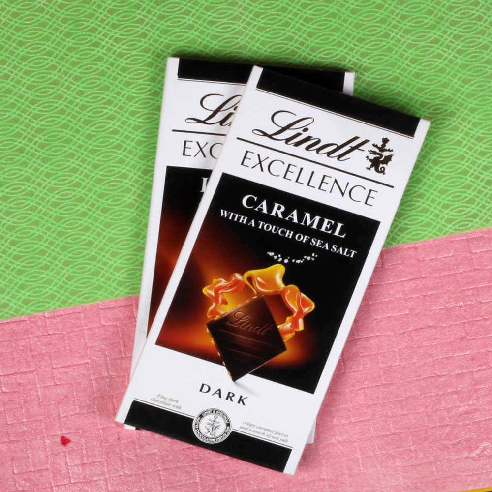 Two Lindt Excellence Chocolates with One Kids Rakhi