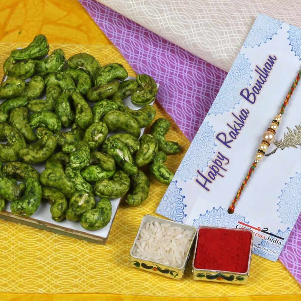 Green Chili Flavor Cashews with Rakhi