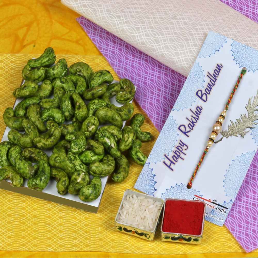 Green Chili Flavor Cashews with Rakhi