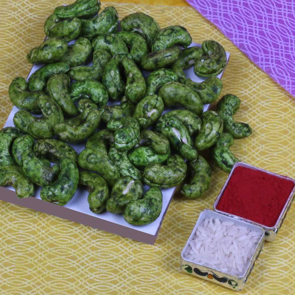 Green Chili Flavor Cashews with Rakhi