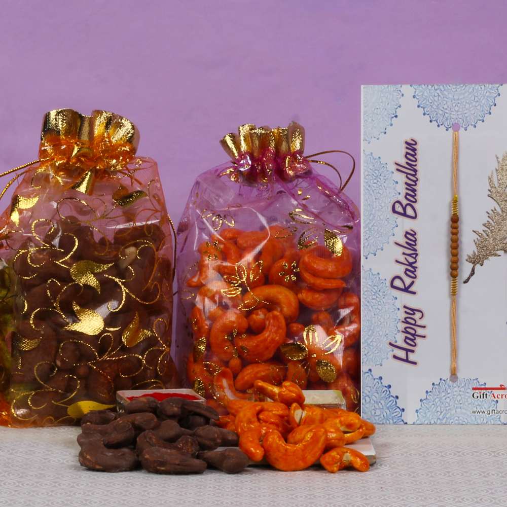 Chocolate Cashew and Cheese Cashew Rakhi Gift