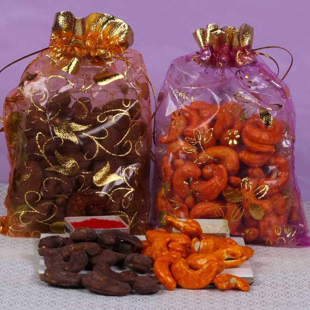 Chocolate Cashew and Cheese Cashew Rakhi Gift