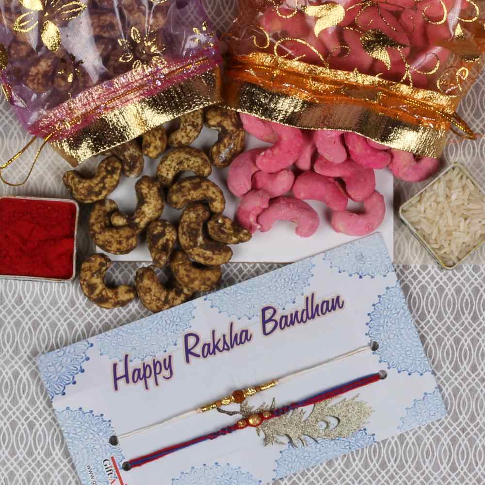 Rose Cashew and Black Pepper Cashew Rakhi Gift