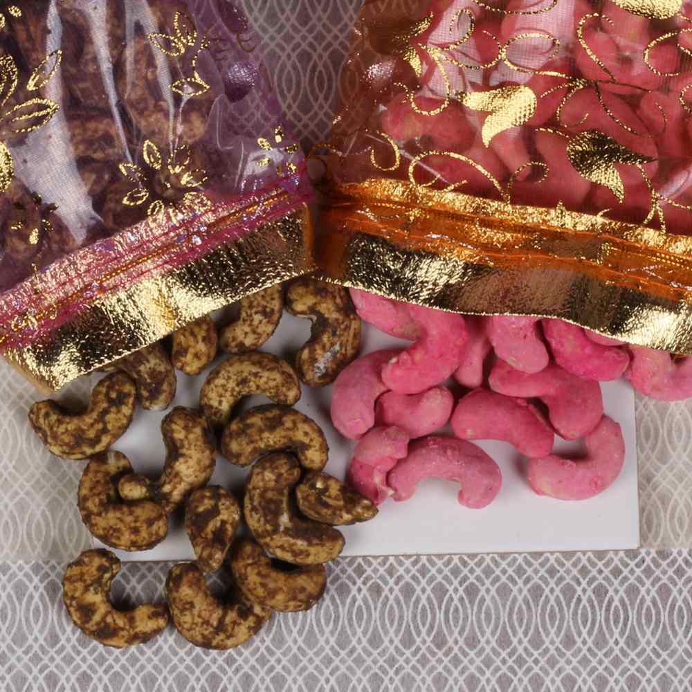 Rose Cashew and Black Pepper Cashew Rakhi Gift